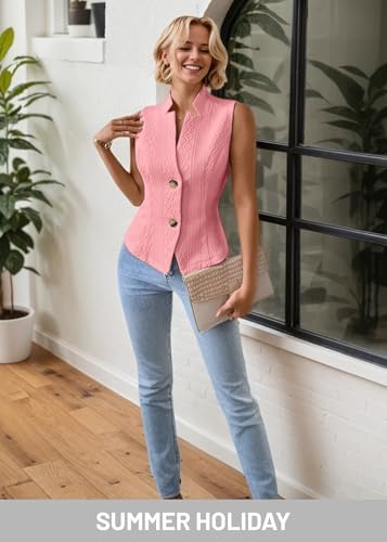 Mina Self Women's Sleeveless Sweater Vest,Knit Stretchy Dressy Casual Top
