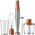 Turelar Immersion Blender Handheld Corded Hand Blenders Set 1100W, Trigger Variable Speed 5 in 1 Stick Emulsifier with Chopper, Whisk and Frother for Soup, Baby Food and Smoothies, Orange