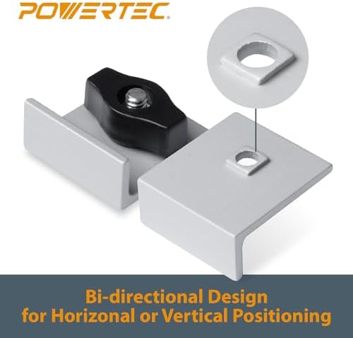 POWERTEC 72161 48 Inch Double-Cut Profile Universal T-Track with Bi-Directional Short Stop Kit, 4pcs 48" T Tracks and 4pcs Stop Blocks for Woodworking Jigs and Fixtures, Sanding, and Routing