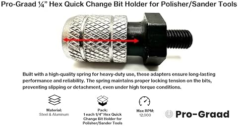 5/16-24 Adapters for Orbital/DA & 12V Cordless Polisher Sander Tools (1/4" Hex Bit Quick Change Adapter)