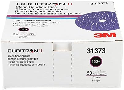 3M Cubitron, Hookit Clean Sanding Abrasive Disc 31373, 6 in, 150+ Grade, 50/Pack Discs, Virtually Dust-Free, High Performance, Multi-Hole Pattern, Feather Edging, Stock Removal (Pack of 4)