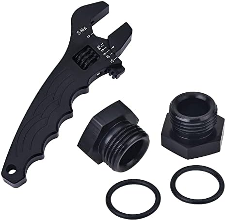 EVIL ENERGY 8AN Block Off Cap Fitting 2PCS Bundle with Adjustable 3AN-12AN Wrench Aluminum Black