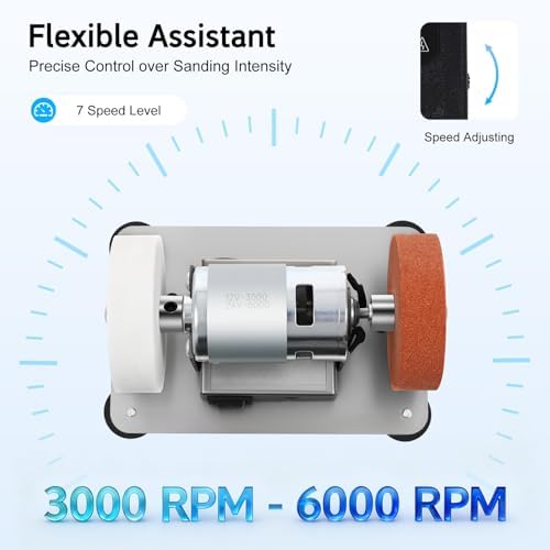 3-In-1 Mini Belt Sander - 15 Degree Knife Sharpener Electric Bench Grinder Sanding Machine, 7 Adjustable Speed Buffer Polisher for Metal Wood DIY Handcraft, Tool & Knife Sharpening (Plus Kit)