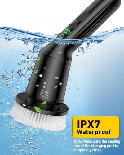 Electric Spin Scrubber for Bathroom, Shower Scrubber with Long Handle