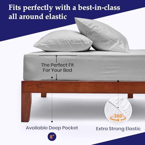 JS Sanders V Berth Boat Sheet 3 Pcs 600 TC Egyptian Cotton,Silver Stripe