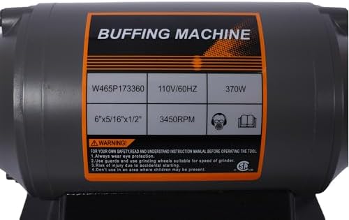 6" Electric Polisher Benchtop Buffer Grinder,Polishing Machine Includes 4PCS 80Ply Thic Buffing Wheels,Ideal Bench Grinder Buffer Polisher for Polishing Metal,Jewelry,Knives,Wood,Jade (Gray, 6")