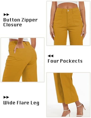 Wide Leg Jeans for Women Trendy High Waisted Flare Jeans Cropped Pants Stretchy Baggy