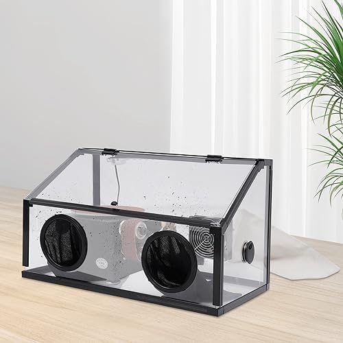 Fully Enclosed Dust Box, 30W Electric Grinding Table Polisher with LED Light & Fan, Acrylic Transparent Cover for Polishing Machine