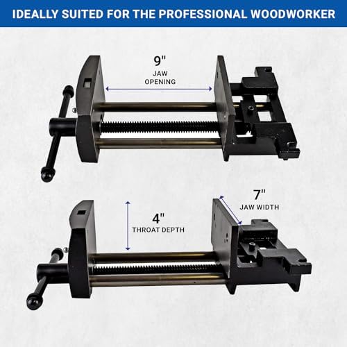 Yost Vises 7WW-DI 7" Heavy-Duty Ductile Iron Woodworker's Vise, Black