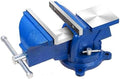 Bench Vise Heavy Duty 5-Inch, 360° Swivel Base with Anvil Clamp Cast Steel,Table Clamp Woodworking Vice,Multipurpose Workbenchw for Drilling, Pipe Cutting,Woodworking-Blue