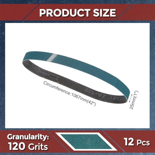 12 Pcs Sanding Belts 1 x 42 Inch 120 Grit Zirconia