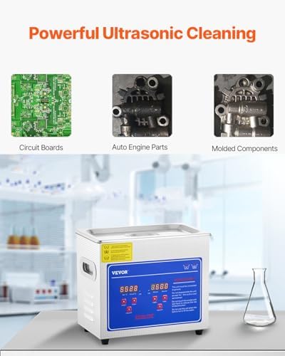 VEVOR 3L Ultrasonic Cleaner with Heated Function, Digital Timer & Stainless Steel Tank, Ultrasonic Cleaning Machine for Jewelry, Glasses, Watches, Circuit Boards, Small Parts