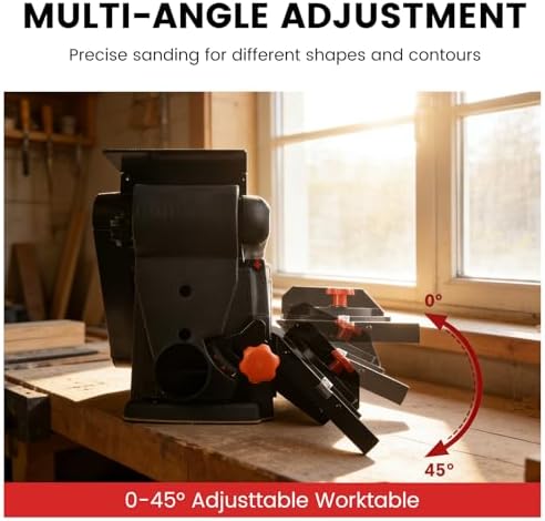 FINDBUYTOOL Belt and Disc Sander, 4.3A Benchtop Sander with 4-1/2"W x 11"L Belt Table and 10"W x 12"L Disc Table, Adjustable Belt Disc Sanders for Sanding, DIY Woodworking, Metal & Knife Sharpening