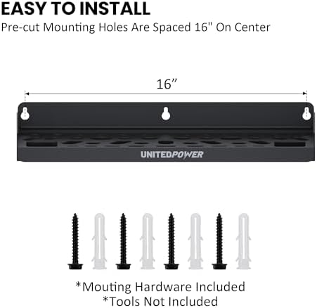UNITEDPOWER Wall Mount Tool Storage Rack, Screwdriver Holder, Pliers Organizer, Wrench Utility Shelf, 51 Holes for Variety of Small Hand Tools, Workshop, Shed, Garage, Home