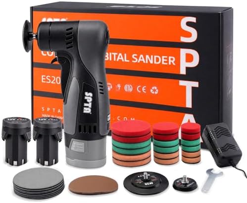 Cordelss Mini Random Orbital Angled Sander, Battery Sander, SPTA 1 inch/2 inch/3 inch -5mm Orbit Palm Sander with Brushless Motor for Sheet Metal and Paint Repair, Woodworking, Primary Wood and Panel