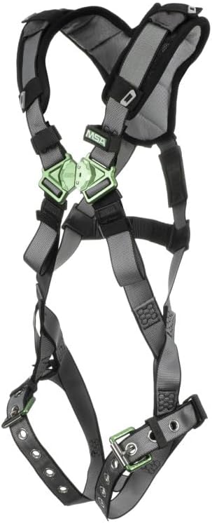 MSA V-FIT Standard Safety Harness - Polyester & Nano-Technology Treated Web Full Body Harness Back, Shoulder Padding, Gray