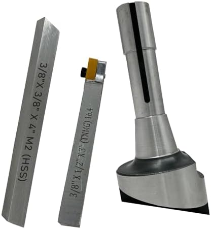 Machel 2.5" Fly Cutter with R8 Shank (7/16" UNF Drawbar) for Milling Machines – Includes 3/8" Square HSS Tool Bit and Indexable Carbide Insert Tool