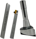 Machel 2.5" Fly Cutter with R8 Shank (7/16" UNF Drawbar) for Milling Machines – Includes 3/8" Square HSS Tool Bit and Indexable Carbide Insert Tool