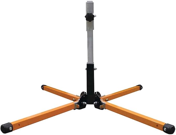 Plasticade Watchdog Orange Powder-Coated Steel Compact Springless Stand for 36" & 48" Roll-Up Signs, Extendable Galvanized Legs, Non-Skid Rubber Feet, Sandbag Hook, Flag Holder, and Extendable Mast