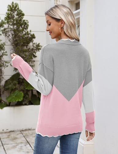 Zeagoo Women's 2026 Fall V Neck Sweater Long Sleeve Lightweight Knit Tops