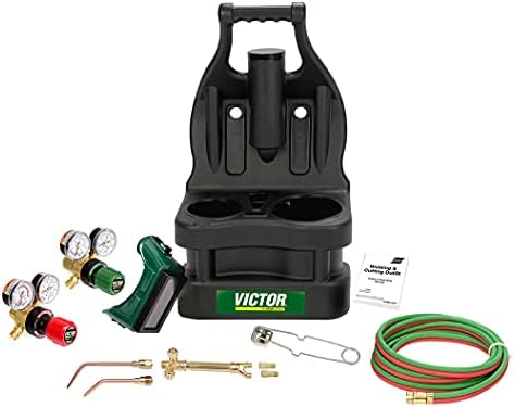 ESAB Victor 0384-0945 G150 J-P Light Duty Gas Welding Outfit Tote Kit Without Tanks, R150-200/R150-540 Gas Regulators, 103-01FP Torch Handle, Striker, 12.5' - 3/16" Hose, Goggles, Tank Key