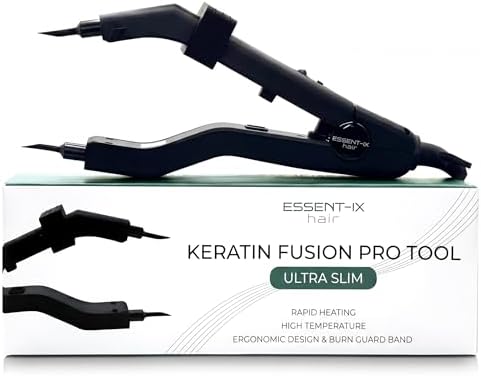 Professional Keratin Fusion Tool for Hair Extensions – Slim Long Heating Plates, Adjustable Temperature, Rapid Heat-UP, Seamless Fusion, Root Access, Salon-Quality Keratin Glue Gun (Black)