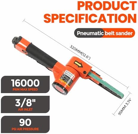 3/8"x 13" Air Belt Sander with 20Pcs Zirconia 40/60/80/120 Grit Belts