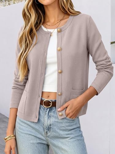ANRABESS Women's Button Down Cropped Striped Cardigan Sweaters