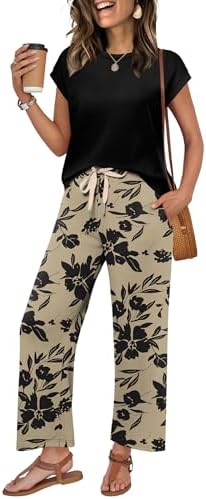 WIHOLL Two Piece Sets for Women Summer Spring Outfits Lounge Sets Beach Vacation Clothes Airport Travel Matching Clothing
