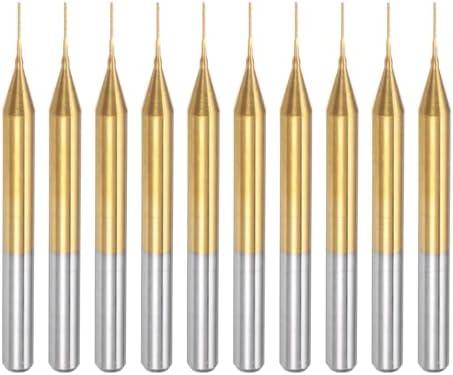 uxcell 10Pcs 0.4mm Titanium Coat Carbide End Mill Engraving Milling Cutter CNC Router Bits for PCB Machine, 1/8" Shank
