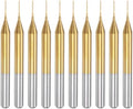 uxcell 10Pcs 0.4mm Titanium Coat Carbide End Mill Engraving Milling Cutter CNC Router Bits for PCB Machine, 1/8" Shank