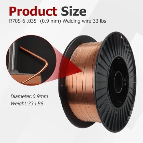 findmall ER70S-6 Mild Steel 0.035 Inch MIG Welding Wire Low Splatter 33 Pound Spool Fit for All Position Gas Welding