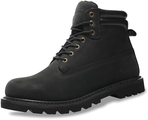Steel Toe Work Boots for Men, 6-Inch Non Slip Comfortable Leather Waterproof Industrial Construction Safety Workboots