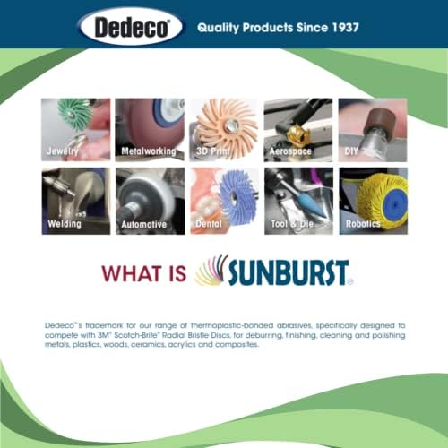 Dedeco Sunburst Radial Bristle Discs 12-Pack - 3" Curved - 3/8" Arbor - Light Green 14000 Grit (Ultra-Fine, 1 Micron) - Aluminum Oxide for Polishing & Finishing