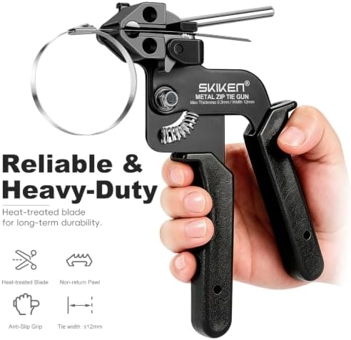 106PCS Heavy-Duty Stainless Steel Cable Tie Tool Kit - Metal Zip Tie Gun Cutter and Tighter w/Zip Ties Holder & Release Tools | Chain-link Fence Tool Set for Fastening, Outdoor Use