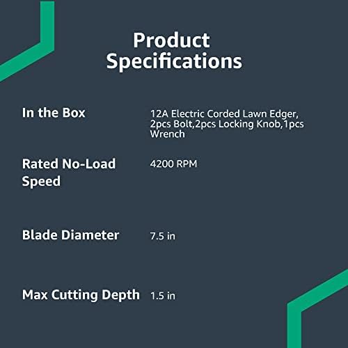 Amazon Basics 12 Amp Corded Electric Lawn Edger, 7.5" Double Edge Blade for Landscaping and Garden Beds, 4420 RPM, Adjustable Height