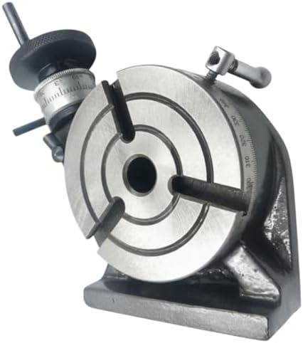 4 Inch (100mm) Rotary Table MT-2 Bore | Precision Milling & Lathe Rotary Table with 3 T-Slots | Manual Indexing