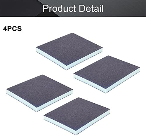 Utoolmart Sanding Sponge Sanding Blocks, 180 Grit Wet Dry Sandpaper Sponge, Washable and Reusable Sand Sponge Kit, for Kitchen Cookware Cleaning and Rust Removal of Rusted Metal, Blue, 4 Pcs