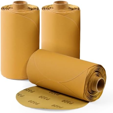 S SATC 300 PCS 6 Inch PSA Sanding Discs 320 Grit Gold Aluminum Oxide Self-Adhesive Sandpaper for Random Orbital Sanders Sticky-Back Sanding Paper for Automotive Metal Wood