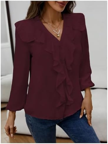 GORGLITTER Women's Ruffled Top Blouses Dressy Business Casual Outfits