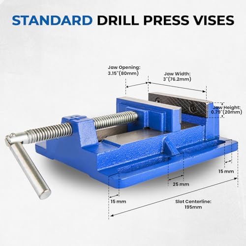 Forward Q193A 3 Inch Drill Press Vise Portable Bench Vise with Slotted Base