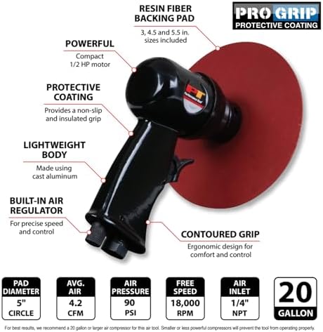 Performance Tool M573DB 5 in. Air High Speed Sander