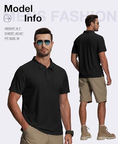 ZITY 5 Pack Polo Shirts for Men with Pocket Dry Quickly Short Sleeve Athletic Outdoor Work Collared Shirts