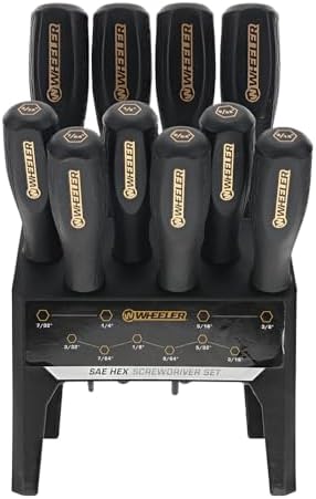Wheeler 10 Piece SAE HEX Screwdriver Set with Multiple Sizes for Gunsmithing Rebuild and Maintenance