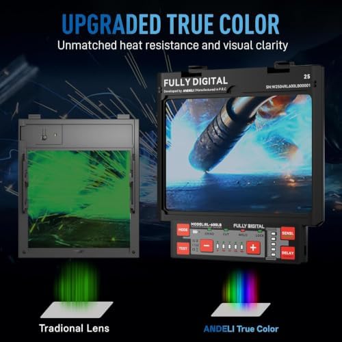 ANDELI Auto Darkening Welding Helmet, Digital Display Control