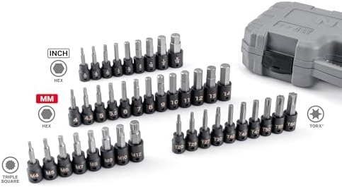 TEKTON 3/8 Inch Drive Impact Bit Socket Set, 40-Piece | SIB91301 | (5/32 - 9/16 in., 4 - 14 mm, T20 - T60, M4 - M12), Case