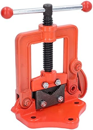 Bench Pipe Vice 2 Inch Capacity Heavy Duty Yoke Clamp Alloy Steel Construction for Threading Cutting Plumbing Workholding Tools