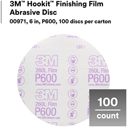 3M Hookit Finishing Film Abrasive Disc, 260L, 00971, 6 in, P600