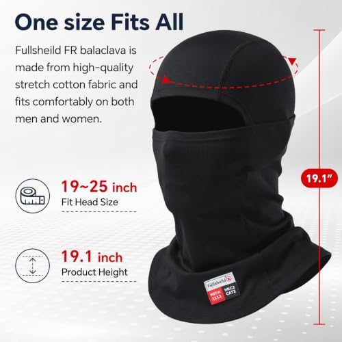 Fullsheild FR Balaclava CAT2 7oz Flame-Retardant Cotton Face Mask, NFPA2112