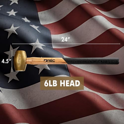 ABC HAMMERS 6 lb Brass Sledge Hammer, 24" Length, Wood Handle